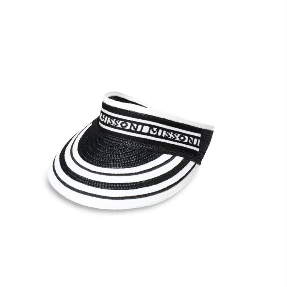 Missoni Mare Beach Hat Visor Woven Black White One Size - Picture 2 of 10